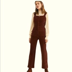 Free People brown corduroy straight leg jumpsuit size 6